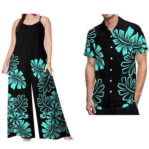 Custom on Demand Samoan Sets Clothes Plus Size Loose <b>Womens</b> Rompers Men <b>Tops</b> Shirt 2 Piece Set Polynesian Casual Sets of Couples - Product Image 2