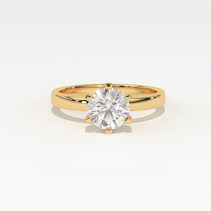Aarinya Vintage IGI Certified Architectural Classic Lab-Grown Diamond 14K Gold Pure Crown-Set Brilliant 6-Prong Solitaire - Product Image 1