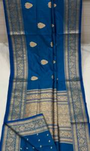 Sari traditionnel en brocart de polyester, tissé à la main avec des fils Zari, écologique, pour mariages, vêtements ethniques, créations de designers pour filles, tenues de fête indiennes - Product Image 2