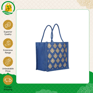 Nouveaux arrivages : Grands sacs fourre-tout en tissu recyclé de jute calico bio pour femmes, avec logo personnalisé - Product Image 2