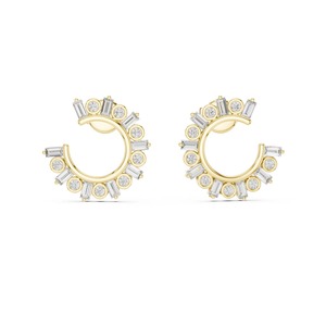 Half Circle Round Cut Moissanite Diamond Wedding Earring Unique Design <b>Stud</b> Earring Half Moon <b>Studs</b> Jewelry Anniversary Gift - Product Image 5