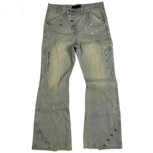 Pantalones Cargo de Mezclilla Lavada para Hombre, Estilo Utilitario de Algodón de Peso Medio con Múltiples Bolsillos y Cremalleras, para Otoño - Product Image 2