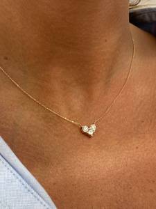 Collar de Plata 925 con Colgante de Moissanita Blanca Redonda y Corte Princesa en Forma de Corazón para Parejas, Joyería Fina - Product Image 4