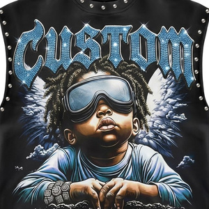 Camiseta sin mangas Glory Custom con gráfico de diamantes de imitación, 100 % algodón, tela suave y transpirable, nuevo estilo moderno para camiseta sin mangas, unisex. - Product Image 3