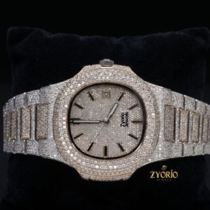 Reloj de Lujo con Incrustaciones de Moissanita para Hombre, Personalizado en Dos Tonos, Oro Rosa y Acero Inoxidable, Esfera con Diamantes, Reloj Automático - Product Image 3