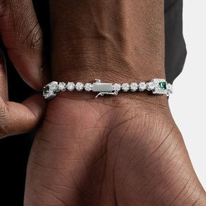 Bracelet de luxe en argent sterling 925 avec maillons diamantés, bijou de créateur élégant et scintillant, accessoire cadeau personnalisé - Product Image 1