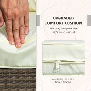 Set Bistrot in Rattan a 3 Pezzi con Cuscini Lavabili, Tavolo da Conversazione per Esterni con Vano Portaoggetti, Arredamento da Giardino per Ospedali, 1 Set - Product Image 6