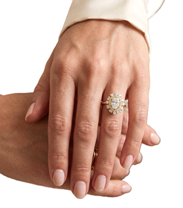 Wholesale Fine Ring 14K 18K Solid Gold Oval Cut Lab Grown Diamond Halo Floral Cluster Engagement Ring Double Halo <b>Bridal</b> Jewelry - Product Image 6