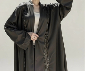 Al por mayor, Nuevo Estilo, Abaya Modesta, Túnica Islámica, Ropa Musulmana, Abierta por Delante, para Mujer, Larga hasta el Suelo, Cuello en V, Manga Larga, Poliéster - Product Image 2