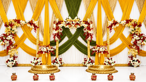 Idées de décoration Haldi sud-indienne moderne en forme de bateau pour l'extérieur, Urli de mariage, accessoires de décoration de scène de mariage sri-lankais Vidhis - Product Image 6