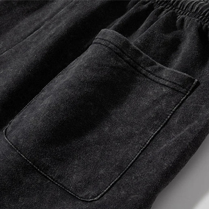OEM 2026 Custom Unisex Woolen Acid Wash Shorts 100% Cotton Casual Style <b>Elastic</b> Waist <b>Strings</b> Anti-Wrinkle Eco-Friendly Front - Product Image 4