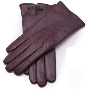 Women's Beige Leather <b>Touchscreen</b> <b>Gloves</b> Wrist Length Full Finger Split Cuff Cashmere Lined Needle Detection Casual Daily Use - Product Image 1