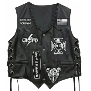 Chaleco de Cuero Negro para Motociclistas, Chaleco Premium para Club de Motociclistas, Chaleco de Cuero Black Label Society Doom Crew para Hombre - Product Image 1