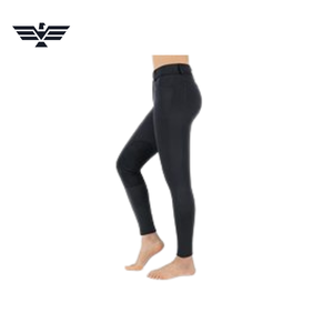 Pantalons d'équitation pour femmes à taille haute en tricot noir, longueur intégrale, respirants, en spandex et nylon, avec poches - Product Image 5