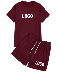 Ensemble deux pièces streetwear personnalisé avec logo, t-shirt et short pour homme, tenue assortie de mode urbaine d'été, ensemble sport décontracté OEM - Product Image 2