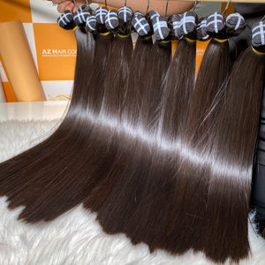 Top Sale <b>Weave</b> Beauty 100% Raw Human Hair Extensions Double Drawn <b>Machine</b> Weft Straight Wave Style Bundle Wholesale - Product Image 5