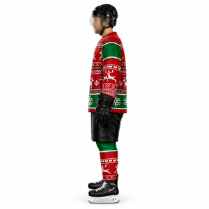 Maillot de hockey sur glace unisexe à imprimé de Noël, manches longues, col rond, 100% polyester, respirant, vêtements d'hiver, coupe régulière, personnalisable - Product Image 2