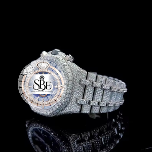 Reloj de Lujo para Hombre, Diseño Moderno, Fabricado con Acero Inoxidable, Moissanita y Diamantes VVS, Completamente Adornado - Product Image 4