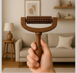 Rouleau de massage en bois naturel, masseur corporel artisanal, outil de massage en bois, relaxation musculaire, soins personnels, spa, bien-être, thérapie - Product Image 2