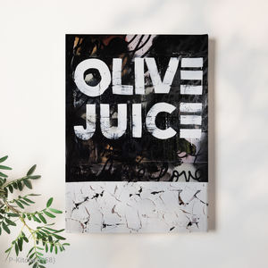 Impresión en lienzo para cocina, póster con ilustración tipográfica de jugo de aceitunas, obra de arte minimalista para decoración de pared de cocina - Product Image 2