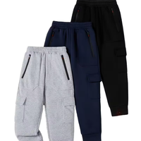 Unisex 3pcs Casual Solid Regular Drawstring Pocket Knitted Plus Size Windproof Breathable Eco-Friendly Heavyweight Cargo Pants