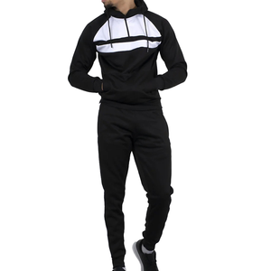 <b>Men's</b> Black <b>White</b> Color Blocking Hooded Tracksuit Full Sleeve Sweatshirt With Side Pockets Sporty <b>Joggers</b> Autumn Wear - Product Image 2