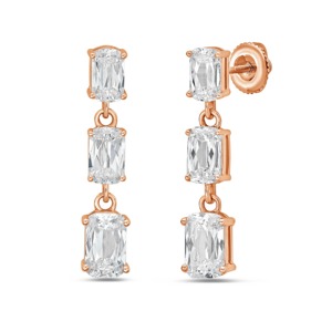 4.57 CT Lab Grown Emerald Round Pear Mixed Cut 18K Gold Drop Earrings with IGI Certification Luxury Modern Geometric Design - Product Image 2