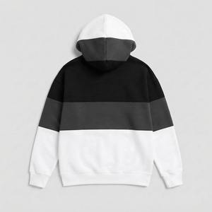 <b>Mens</b> Black <b>Grey</b> Color Block <b>Hoodie</b> Fleece Sweatshirt Custom Logo Streetwear Casual Oversized Pullover - Product Image 2