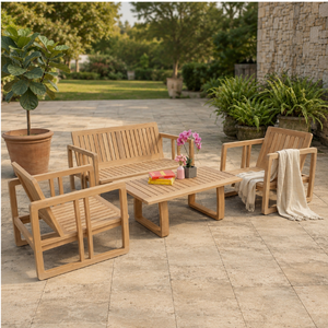 Offre Spéciale : Ensemble Table et Chaises Modernes en Bois de Teck pour Extérieur – Mobilier Durable, Conception Personnalisée OEM, Écologique et Confortable pour Salon - Product Image 4
