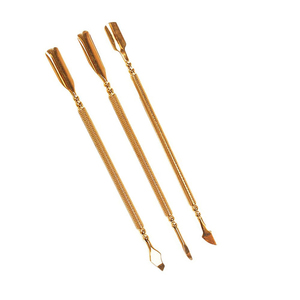 Juego de 3 Empujadores de Cutículas Dorados de Acero Inoxidable, Profesional, de Lujo, para Remover Piel Muerta, Cuchillo, Cuchara, Kit de Manicura al por Mayor - Product Image 1