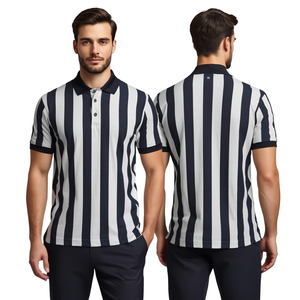 Polo de Manga Corta a Rayas para Hombre, Diseño Casual de Punto, Cierre de Botones, Corte Regular - Product Image 1