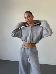 Heavy Fleece <b>Tracksuit</b> Cozy Two Piece Sports Outfit for Fitness Training Daily Comfort and Outdoor Activities - Product Image 4