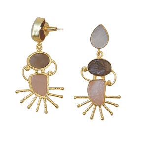 Boucles d'oreilles pendantes en perles d'eau douce et quartz avec placage or 24 carats, motif constellation mignon pour femme, idéales pour les soirées - Product Image 3