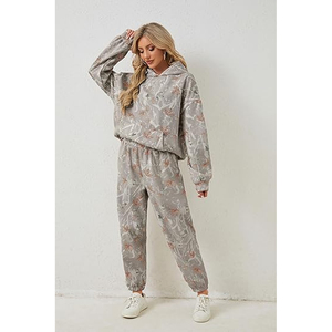 Conjunto de Sudadera con Capucha y Pantalones Anchos para Mujer, en Felpa con Spandex, Diseño Sólido, Corte Holgado, Estilo Casual Urbano, para Todas las Temporadas - Product Image 6
