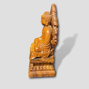 Estatua de Buda de Madera de Palisandro Hecha a Mano en Vietnam con Base de Loto, Decoración Espiritual de Madera - Product Image 6