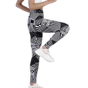 Womens Seamless <b>Leggings</b> Wholesale Custom Logo High Waist <b>Pocket</b> Abstract Print Activewear OEM Bulk Apparel Manufacturer - Product Image 2