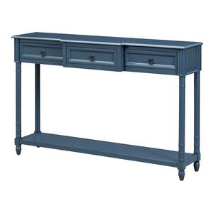 Mesa Consola Moderna de Hierro Azul Oscuro con Tres Cajones, Organizador de Almacenamiento, Mueble Estrecho para Sala de Estar u Hotel - Product Image 3
