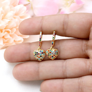 Wholesale 925 Sterling <b>Silver</b> Gold Plated cz Heart Shape Charm <b>Huggie</b> Hoop <b>Earrings</b> Fine Jewelry For Women Wedding Party Gift - Product Image 4