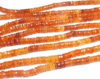 Batu Permata Carnelian Oranye Alami Kelas Atas 6.5mm Potongan Faceted Bentuk Heishi Untaian 16" Berlubang Tanpa Pemanasan Untuk Pembuatan Perhiasan
