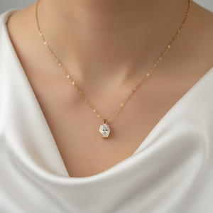 Collier pendentif bouteille délicat en argent sterling 925 avec chaîne à maillons, serti d'un zircon ovale de 2,00 carats, tendance, pour femme - Product Image 2