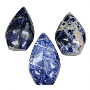 Cristal de Sodalite Naturelle Polie en Forme de Flamme de 3 Pouces, Pierre Précieuse Bleue en Goutte d'Eau Sculptée à la Main, Décoration Feng Shui pour la Maison, Vente en Gros - Product Image 4
