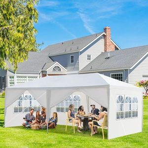 Tenda Impermeabile Bianca per Matrimoni ed Eventi con 6 Pareti Laterali Rimovibili 3x6m Gazebo da Esterno - Product Image 4