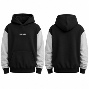 Sweat-shirt à capuche surdimensionné en molleton noir et gris contrastant avec poche kangourou, style streetwear - Product Image 1