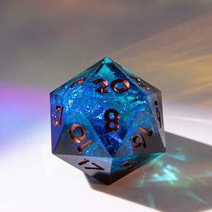 Dés à six faces bleus foncés D20 de 22 mm, dés à facettes pour <span class=keywords><strong>Dungeons</strong></span> and Dragons, dés en résine à bords tranchants, faits à la main, polyédriques, pour jeux de rôle - Product Image 3