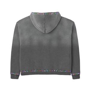Sweat à capuche vintage délavé au soleil avec logo personnalisé en strass pour hoodies en molleton 100% coton biologique - Product Image 2