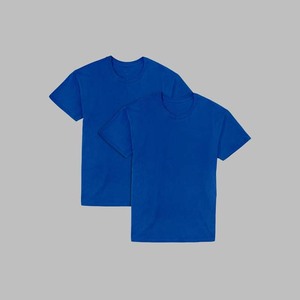 Chemises de sport ajustées personnalisées OEM de couleur bleue pour hommes, style streetwear, coupe ample, col rond, coton respirant, chemises pour hommes - Product Image 5
