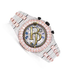 Reloj Cronógrafo de Cuarzo para Hombre Briva Luxury, con Diamantes, Cuadrado, Acero Inoxidable, Oro Rosa, Bisel de Cristal Grande, Azul - Product Image 4