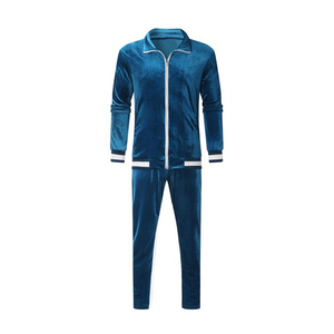 Private Label Mens <b>Velvet</b> Tracksuit Custom Logo Velour Zip Up Hoodie <b>Jogger</b> Pants Set OEM Wholesale Rate - Product Image 1