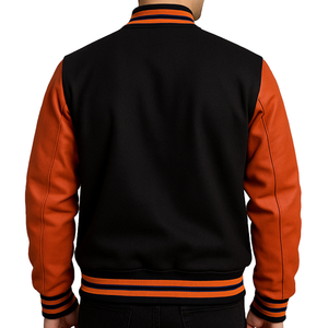 Chaqueta Universitaria de Béisbol de Alta Calidad, Chaqueta Varsity Personalizada con Bordado y Mangas de Cuero para Hombre - Product Image 3
