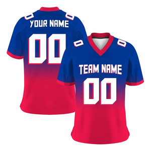 Camiseta de Fútbol Personalizada TriPro Sports con Nombre y Número, Uniforme de Equipo, Manga Corta, Cuello en V, Degradado Azul y Rojo, Transpirable, Unisex - Product Image 1